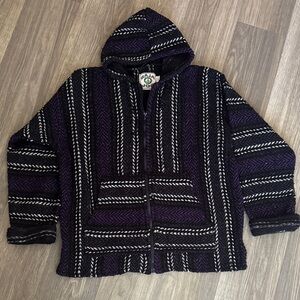 Baja Joe Purple and Black Striped Hooded Zip Jacket